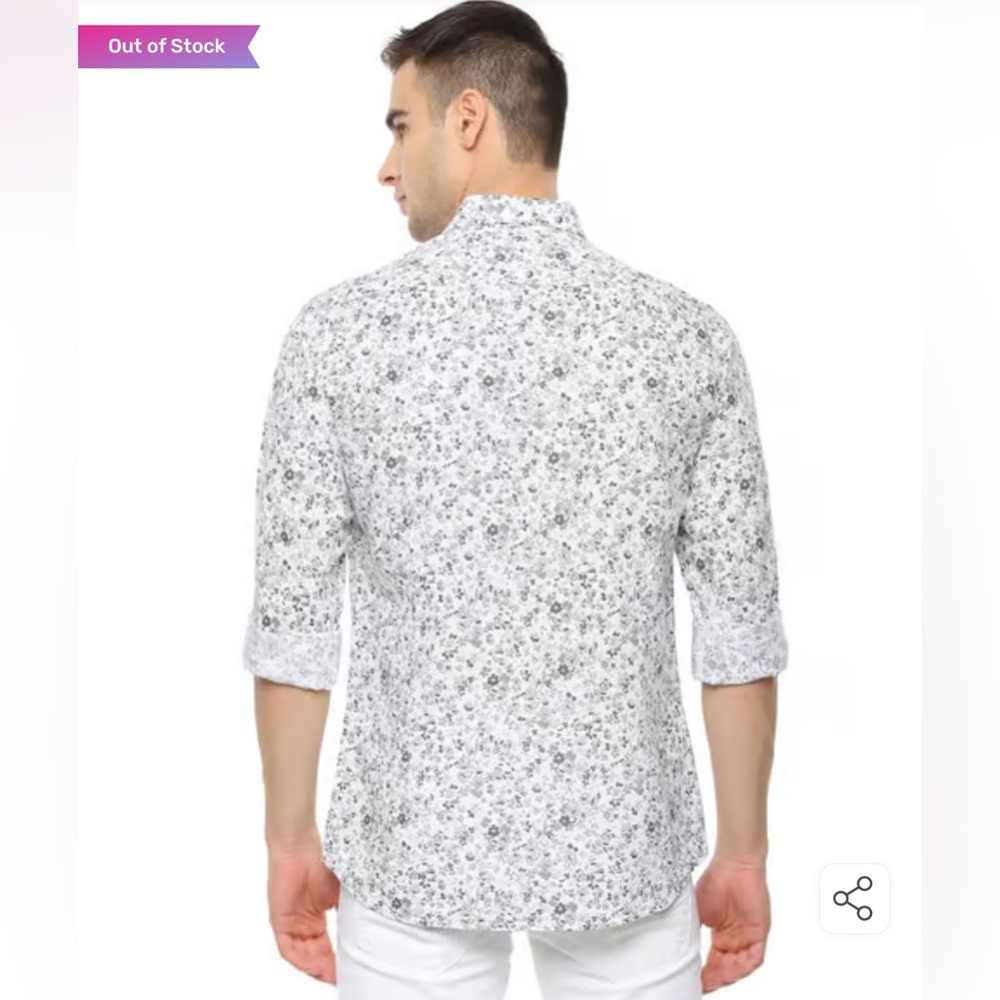 Van Heusen RT: $56 White Floral Print Men's White Shirt size XXL 100% Cotton - Picture 2 of 9